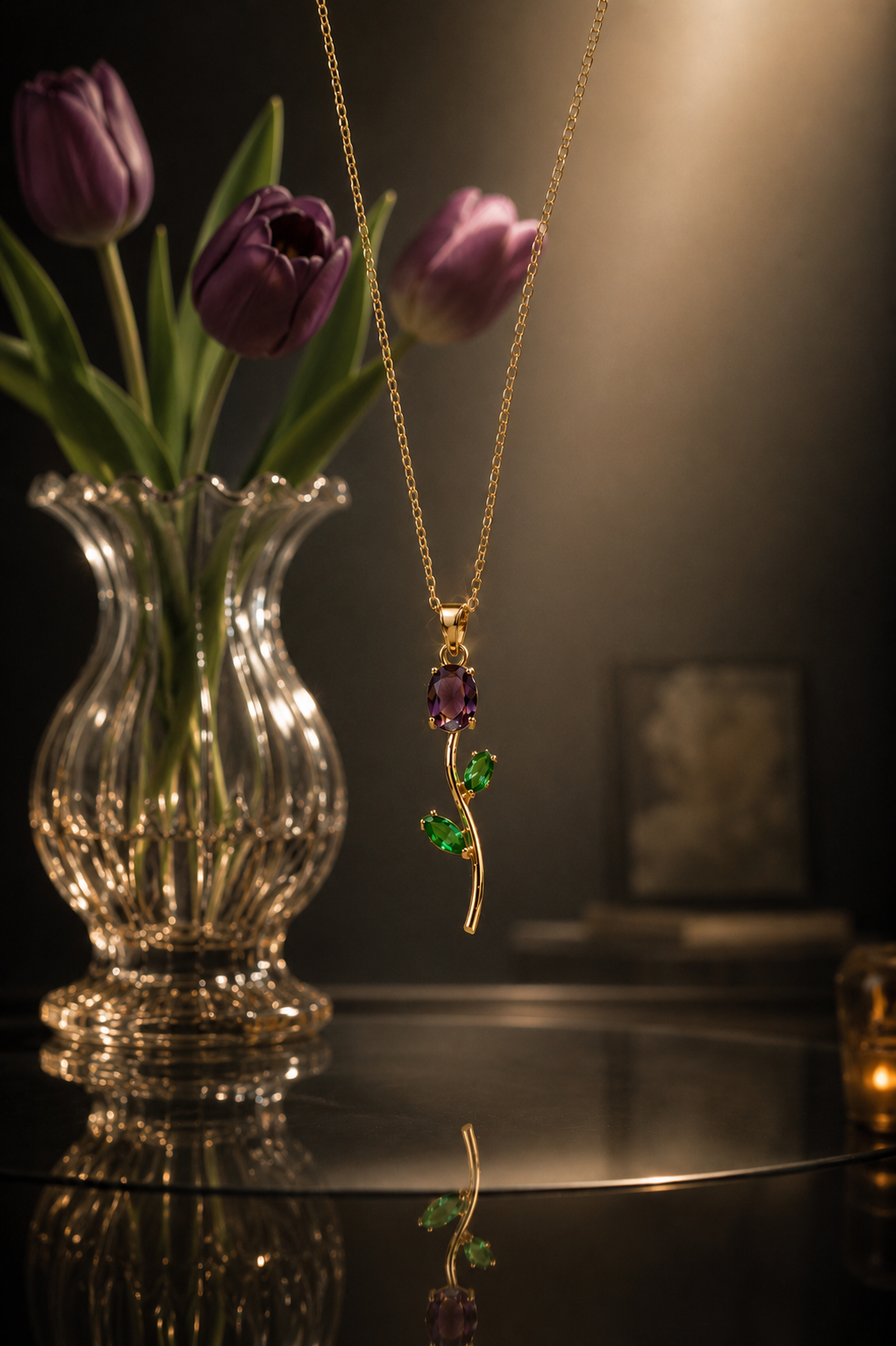 VIYOMA Amethyst Tulip Pendant