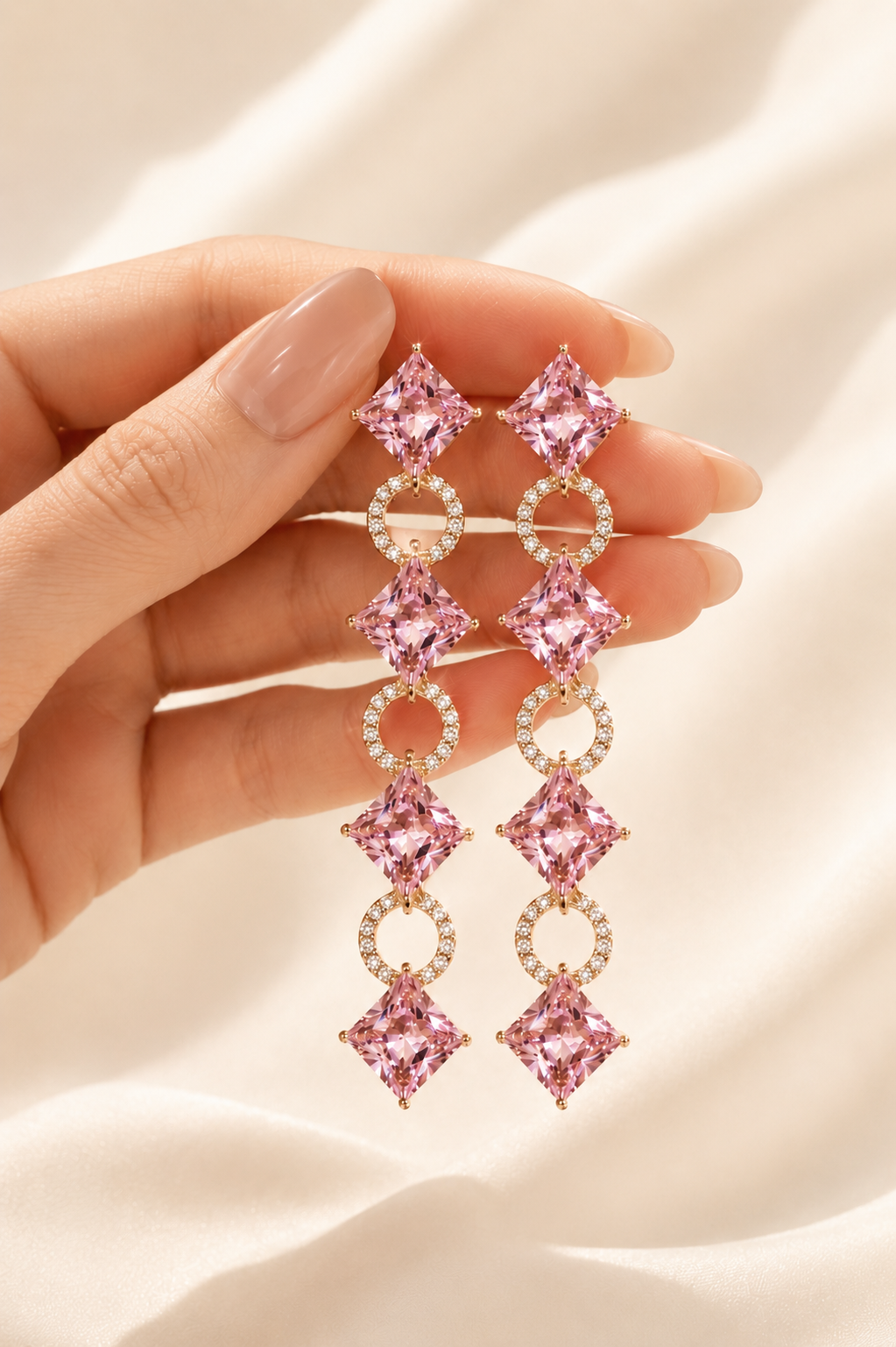 VIYOMA Blush Royale Drops Earrings