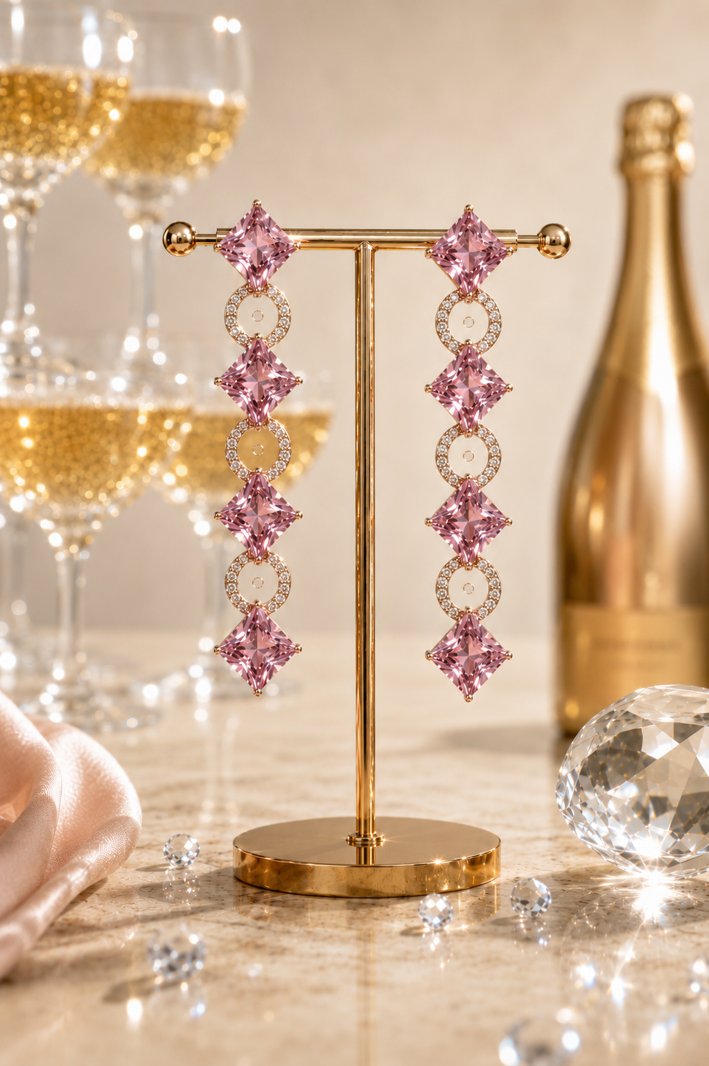 VIYOMA Blush Royale Drops Earrings
