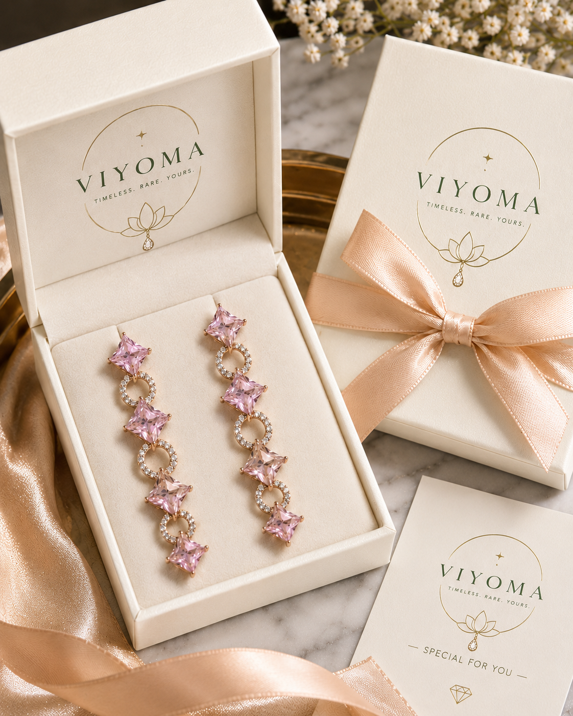 VIYOMA Blush Royale Drops Earrings