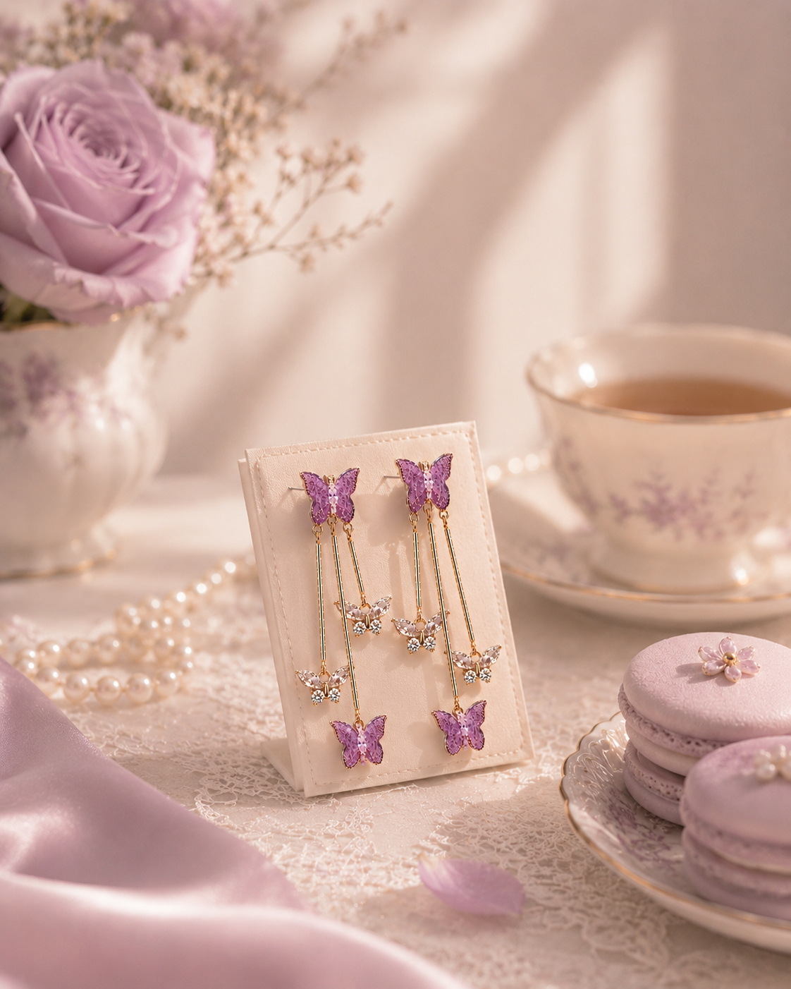 VIYOMA Lilac Papillon Earrings
