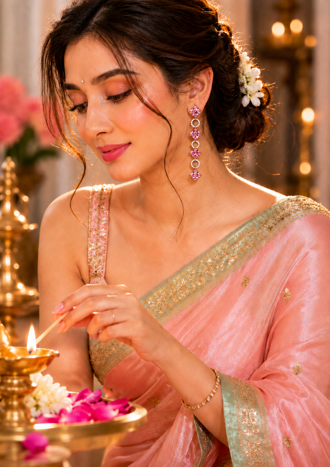 VIYOMA Blush Royale Drops Earrings