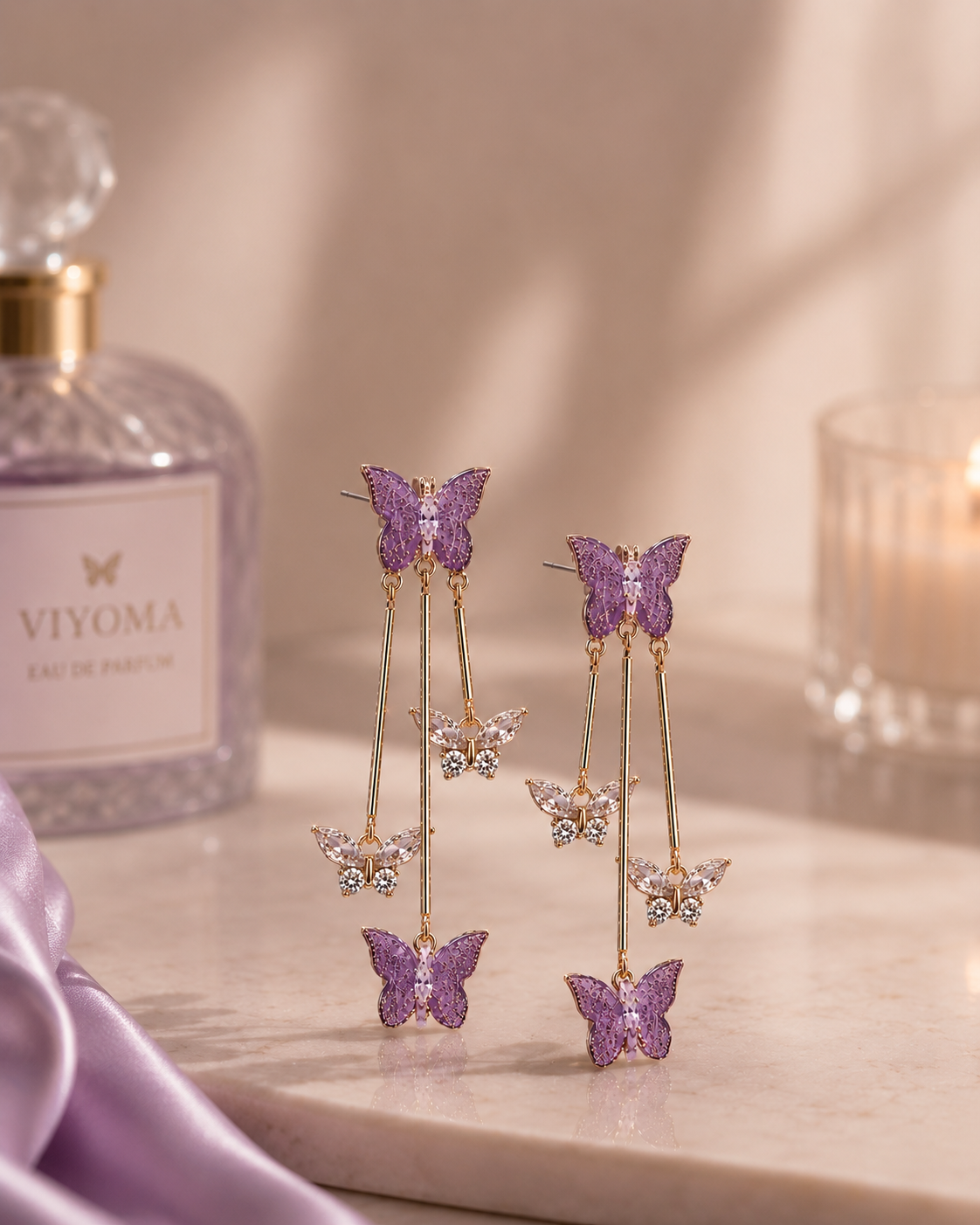 VIYOMA Lilac Papillon Earrings