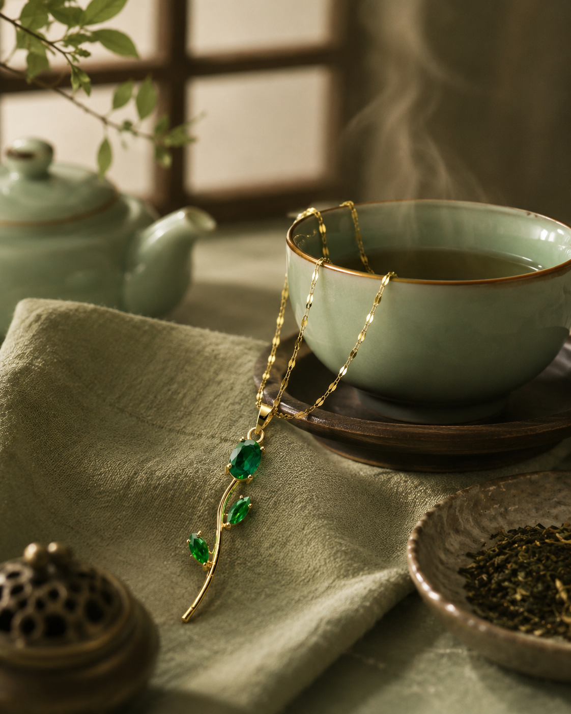 VIYOMA Emerald Tulip Pendant