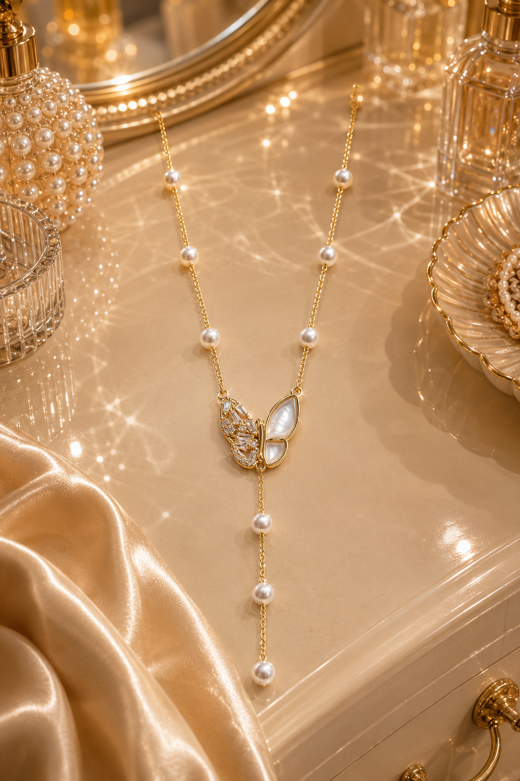 VIYOMA Ivory Pearl Papillon Necklace