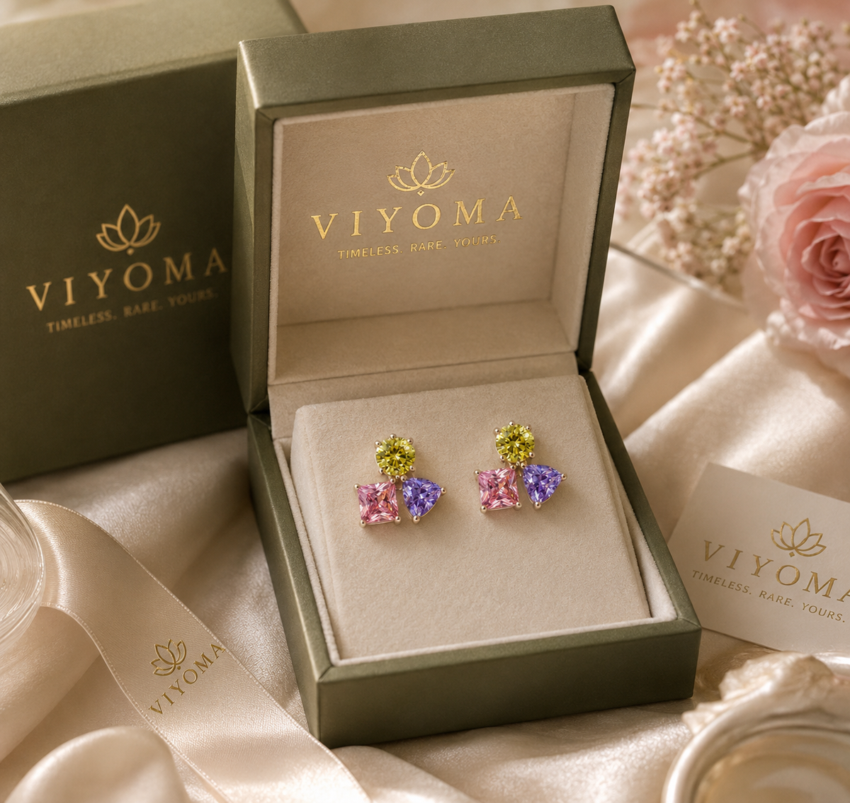 VIYOMA Pastel Trio Studs Earrings