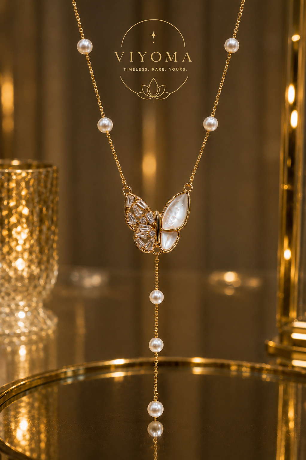 VIYOMA Ivory Pearl Papillon Necklace