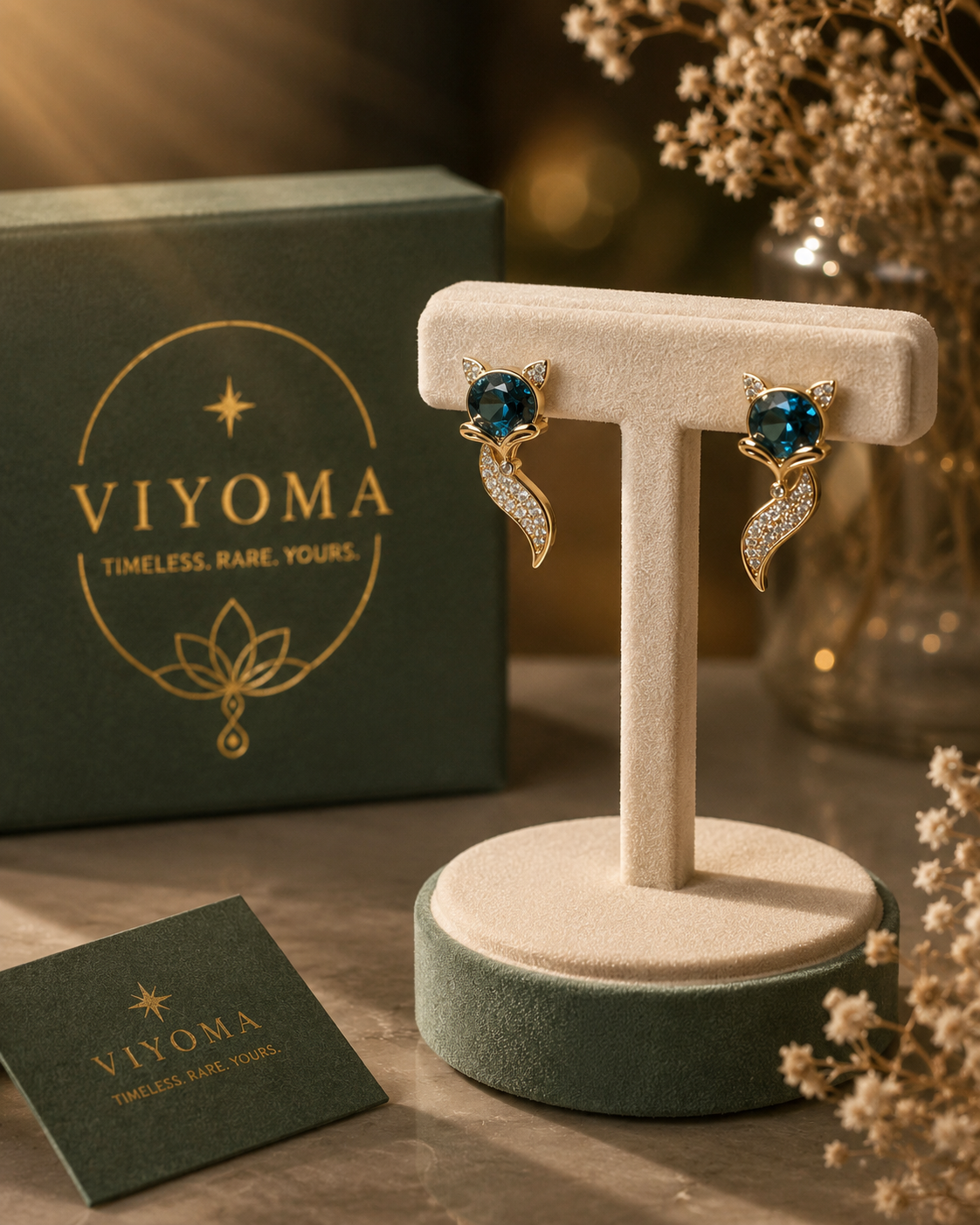 VIYOMA Sapphire Fox Tail Earrings