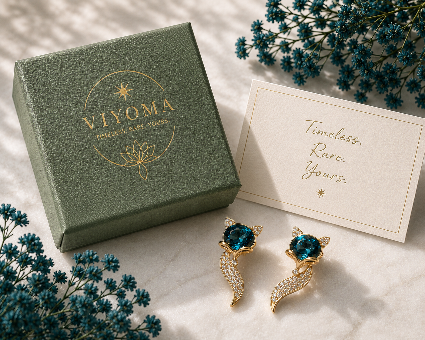 VIYOMA Sapphire Fox Tail Earrings