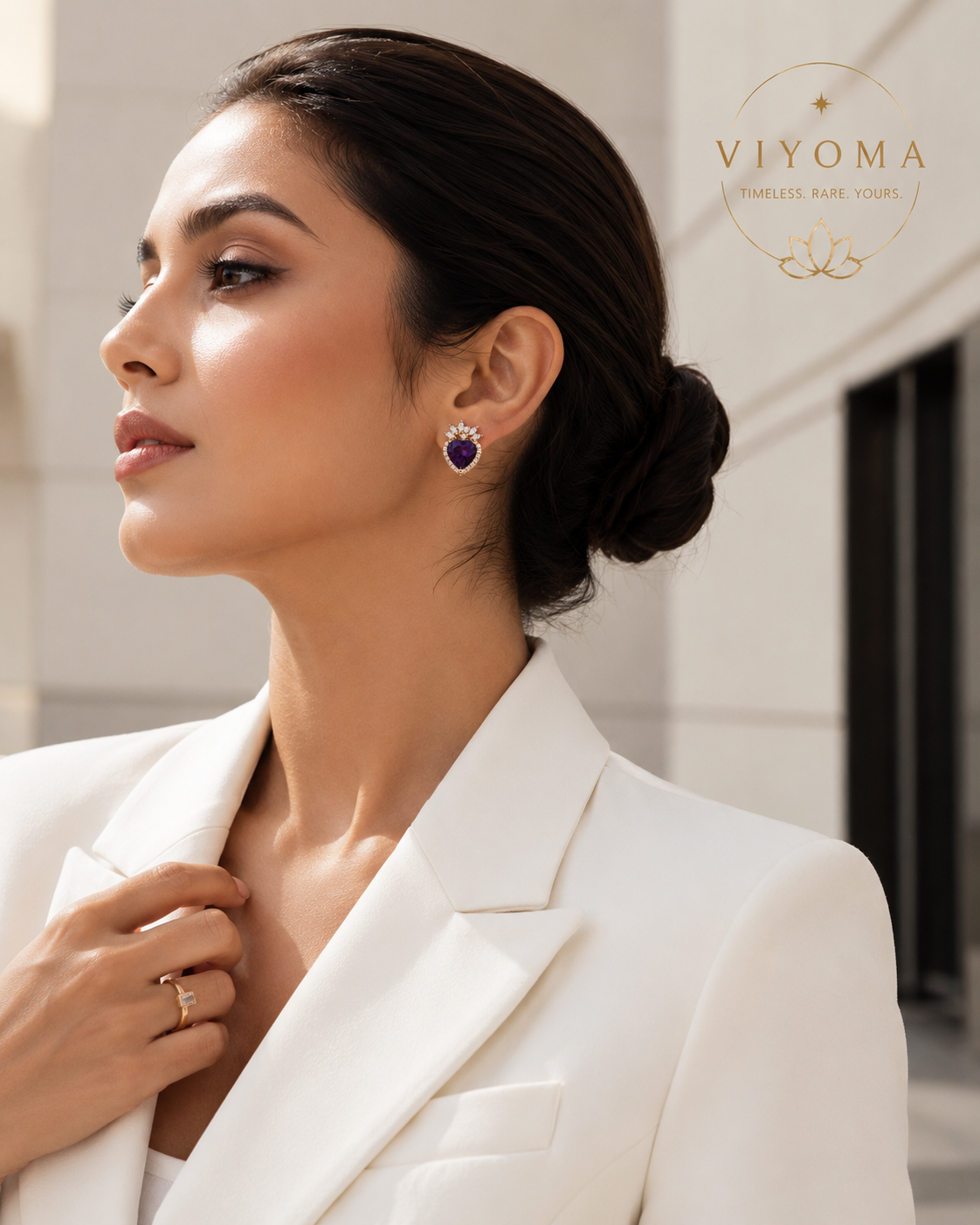VIYOMA Duchess Amethyst Hearts Studs