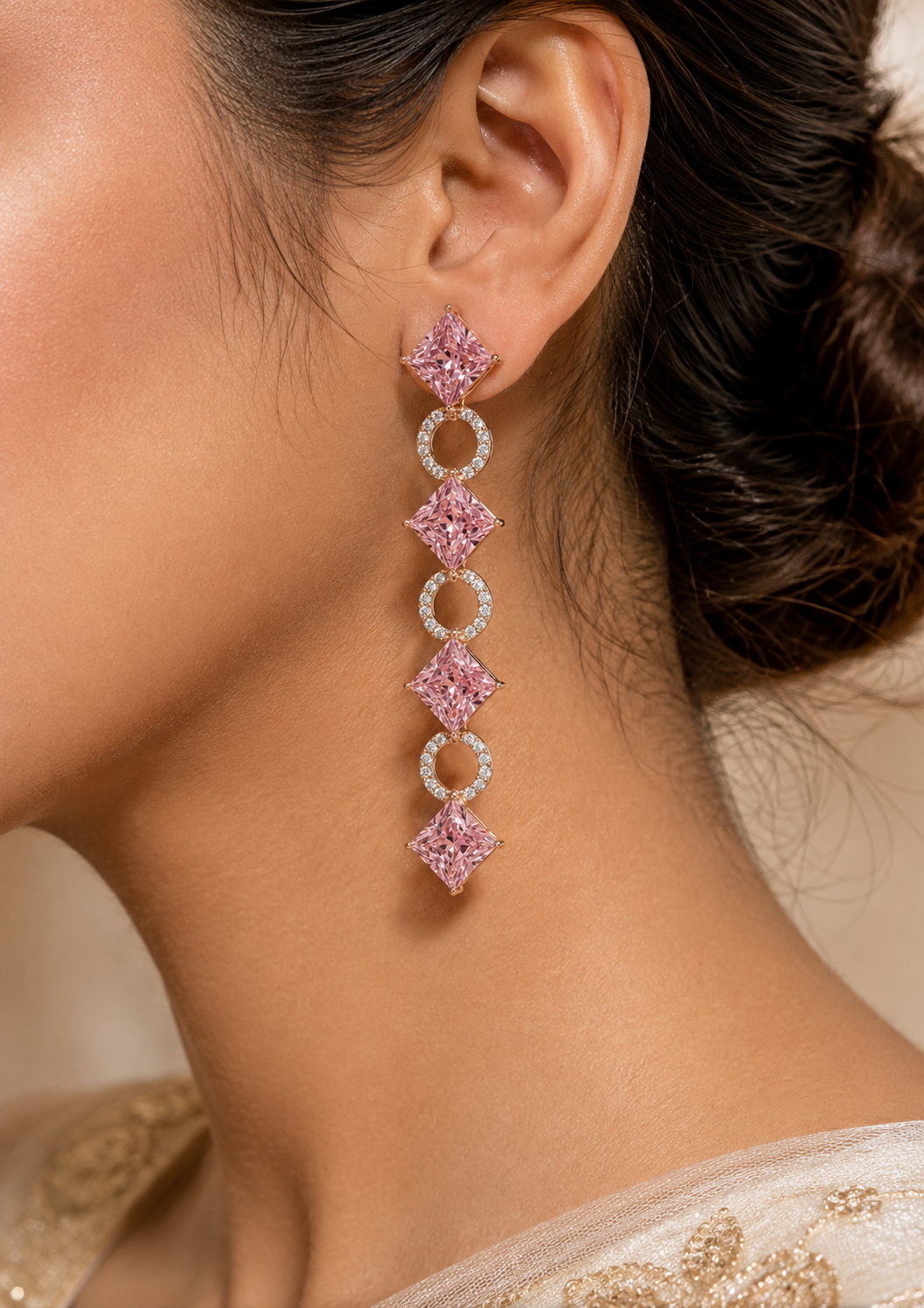 VIYOMA Blush Royale Drops Earrings