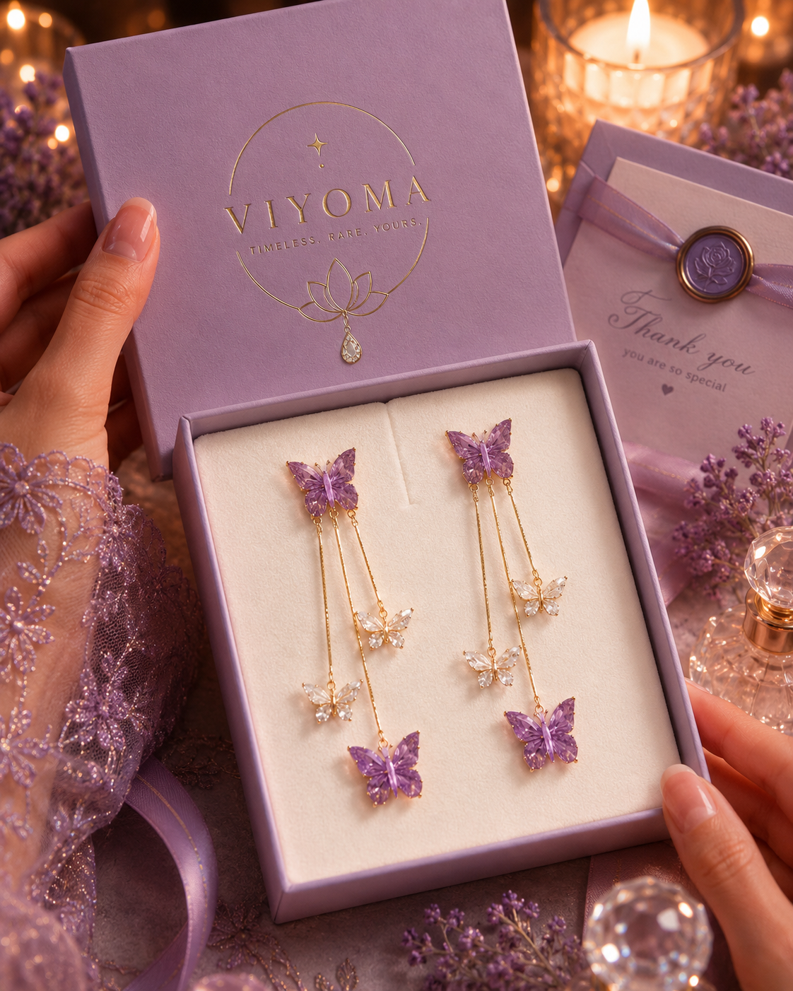 VIYOMA Lilac Papillon Earrings