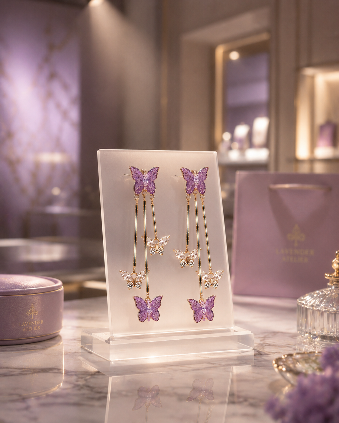 VIYOMA Lilac Papillon Earrings